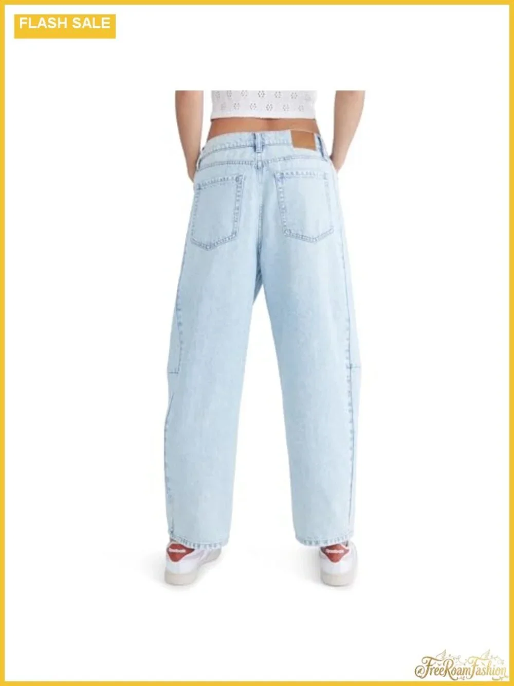 Aeropostale Women's Mid-Rise Barrel Leg Jeans Cropped Relaxed Fit Rigid Denim